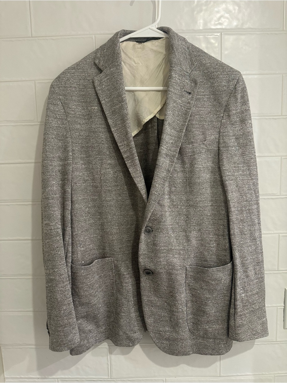Jack Victor Hampton Sport Coat Mens 42R Gray Melange Linen Jersey Blazer Jacket